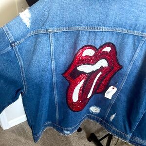 NWT Beth’s Addiction unique distressed denim jacket XXL